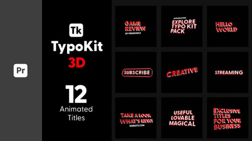 Typography Kit 3D Titles for Premiere Pro - 3D Text Animation Motion Titles Pack