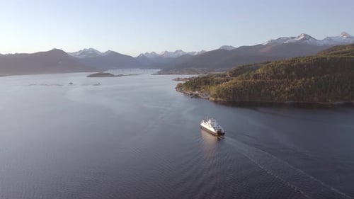 Shuttle Ferry Service in Norway Transporting Passengers and Vehicles