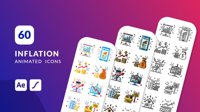 Inflation Animated Icons | After Effects, ft. profit & money - Envato