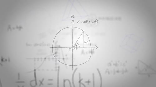 Animated Math Formulas and Geometric Graphs Science Background