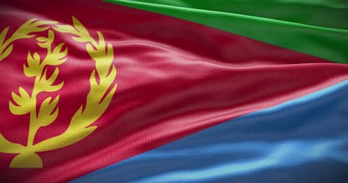 Eritrea Flag Waving Realistic Cloth Animation