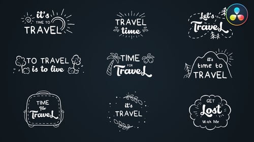 Animated Hand-Drawn Travel Logos with Doodle Sketch Text