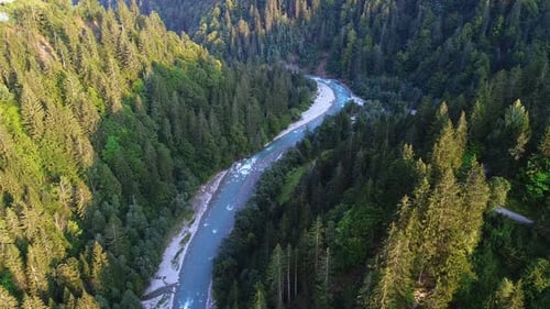 Aerial View of Mountain River