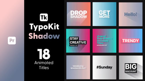 Kit de tipografía Shadow Titles para Premiere Pro - Shadow Text Animation Motion Titles Pack