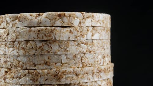 Dry Buckwheat crispbread round stack close up texture