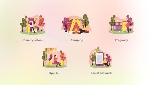 Animated Flat Design Concepts for People and Lifestyle