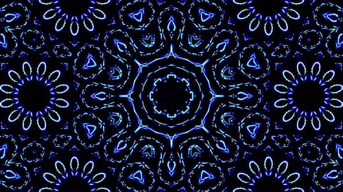 Hypnotic Blue Geometric Kaleidoscope Pattern Loop