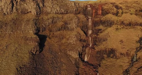Aerial Iceland Waterfall
