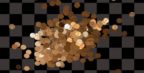 Golden Coins Falling and Piling Up Animated Overlays