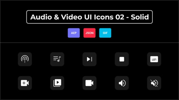 Clean Flat Design Animated Audio and Video UI Icons, Elements ft ...