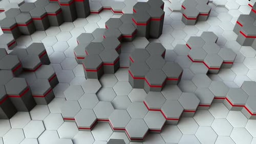 Hexagon Weiß Rot 3D