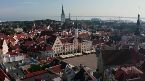 Aerial View of Medieval Tallinn City in Estonia Baltics