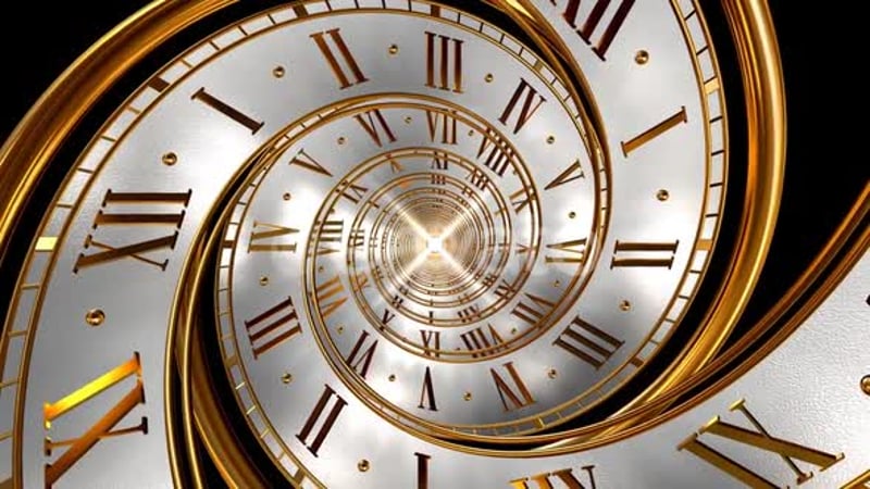 Abstract Time Travel Tunnel with Swirling Clock Faces, Backgrounds ...