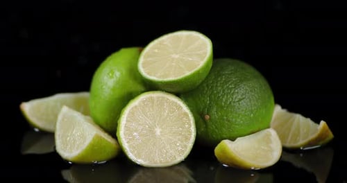 Fragrant Slices of Fresh Lime Are in the Water.