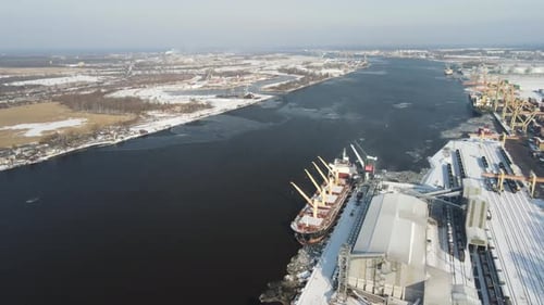 Winter port aerial view
