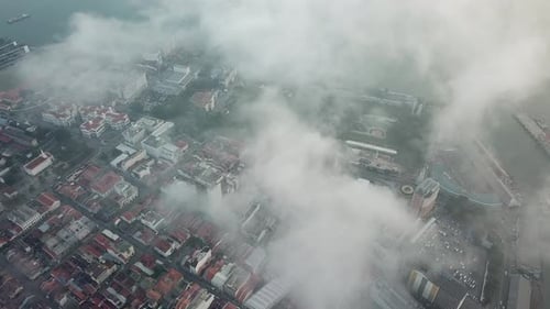 Aerial view morning fog surrounds George Town World