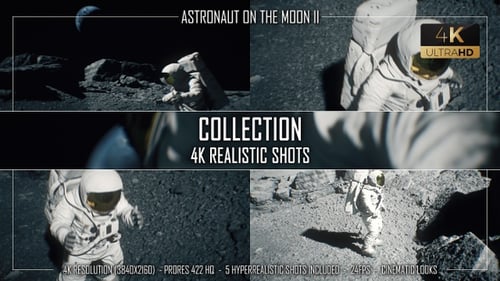 Astronaut Walks on Moon Surface with Distant Earth Animation