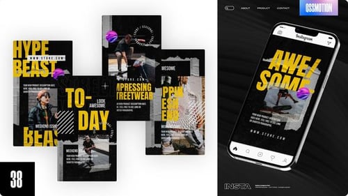 Dynamic Instagram Stories Template with Grunge Typography Effects