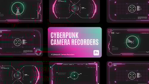 Futuristic Camera Viewfinder Overlays with Cyberpunk HUD Elements