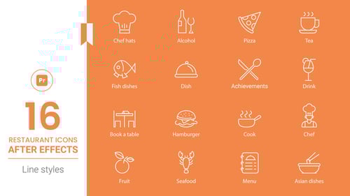 Restaurant Line Icons Pack - MOGRT