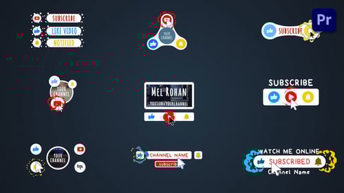 Hand-Drawn YouTube Subscribe Bell Notification Buttons