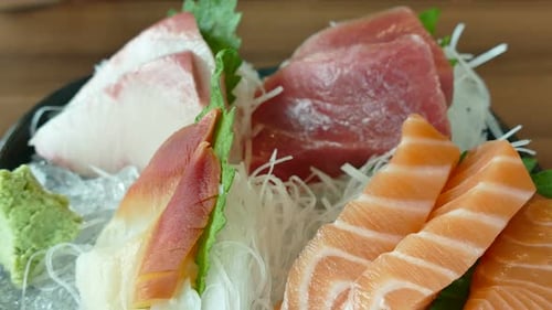 Close Up of Delicious Sashimi Plate