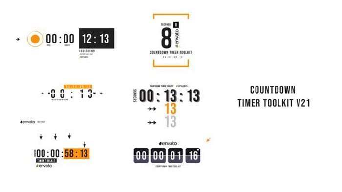 Dynamic Digital Countdown Timers Motion Graphics Pack, Elements ft ...