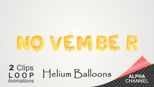 Floating Golden Balloon Lettering Animation for November
