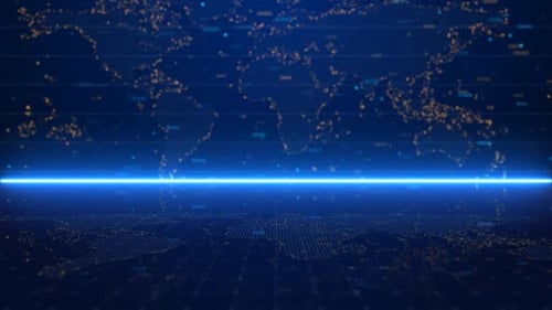 Futuristic Digital World Map Grid Loop Background