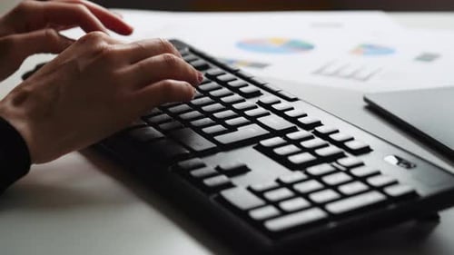 Business woman working late at office