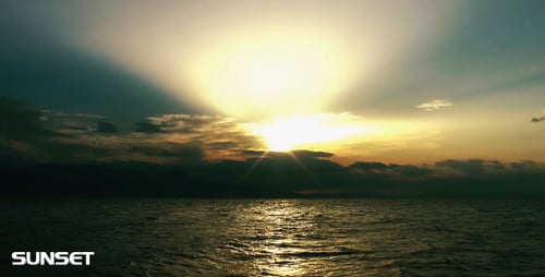 Golden Ocean Sunset with Clouds