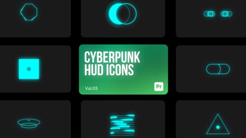 Animated Neon HUD Icon Pack for Technology Videos