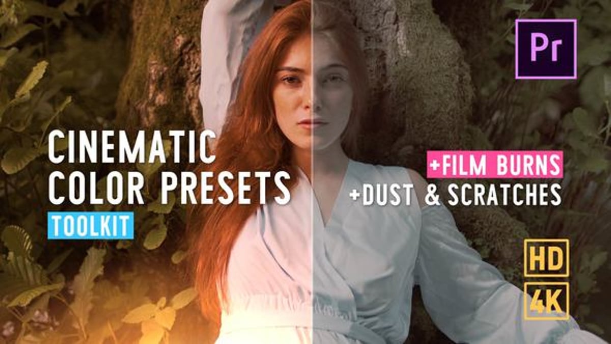 Cinematic Color Presets and Vintage Film Effects, Elements ft. colour ...