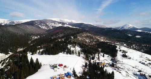 Village in the Mountains in Winter