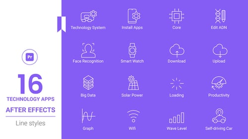 Paquete de Íconos de línea de animaciones de aplicaciones tecnológicas - MORGRT