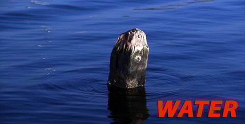 Wood Post in Clear Blue Lake Water