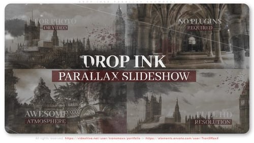 Ink Drop Parallax Slideshow with Grungy Textures