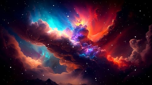 Vibrant Abstract Cosmic Cloud and Star Field Loop Background