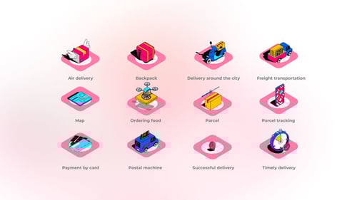 Animated Isometric Delivery Icons for Logistics and Corporate Services