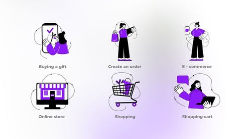 Animated E-commerce Explainer with Minimal Flat Icons