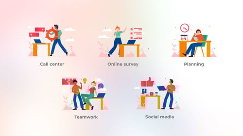 Animated Social Media Concepts with Flat Design Illustrations