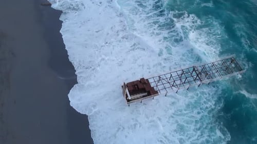 Stormy ocean with huge dramatic waves