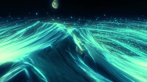 3d space moon and particles