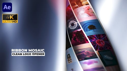 Dynamic Ribbon Mosaic Photo Logo Reveal