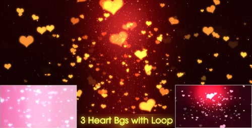 Glowing Romantic Hearts and Particles Loop Background