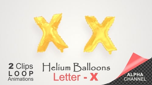 Animated Golden Balloon Letter X Floating for Celebrations