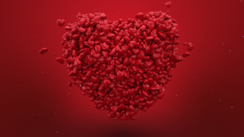 Abstract Red Hearts Forming Love Symbol Animation