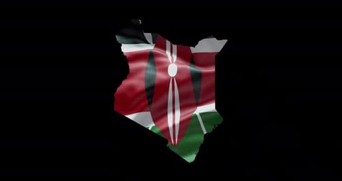 Animated Waving Flag of Kenya Map Outline