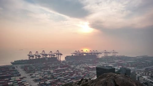 Timelapse of container terminal in Shanghai china