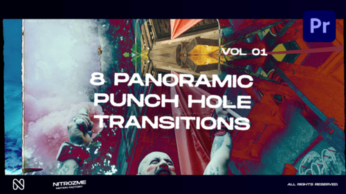 Transiciones panorámicas de Punch Hole, volumen 01 para Premiere Pro